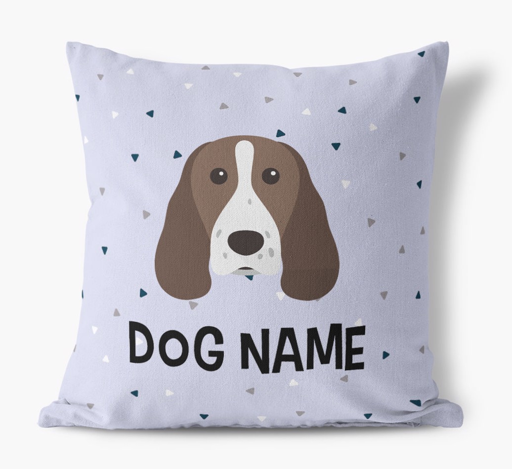 Triangle Pattern with {dogsName}'s Icon: Personalised Canvas Cushion