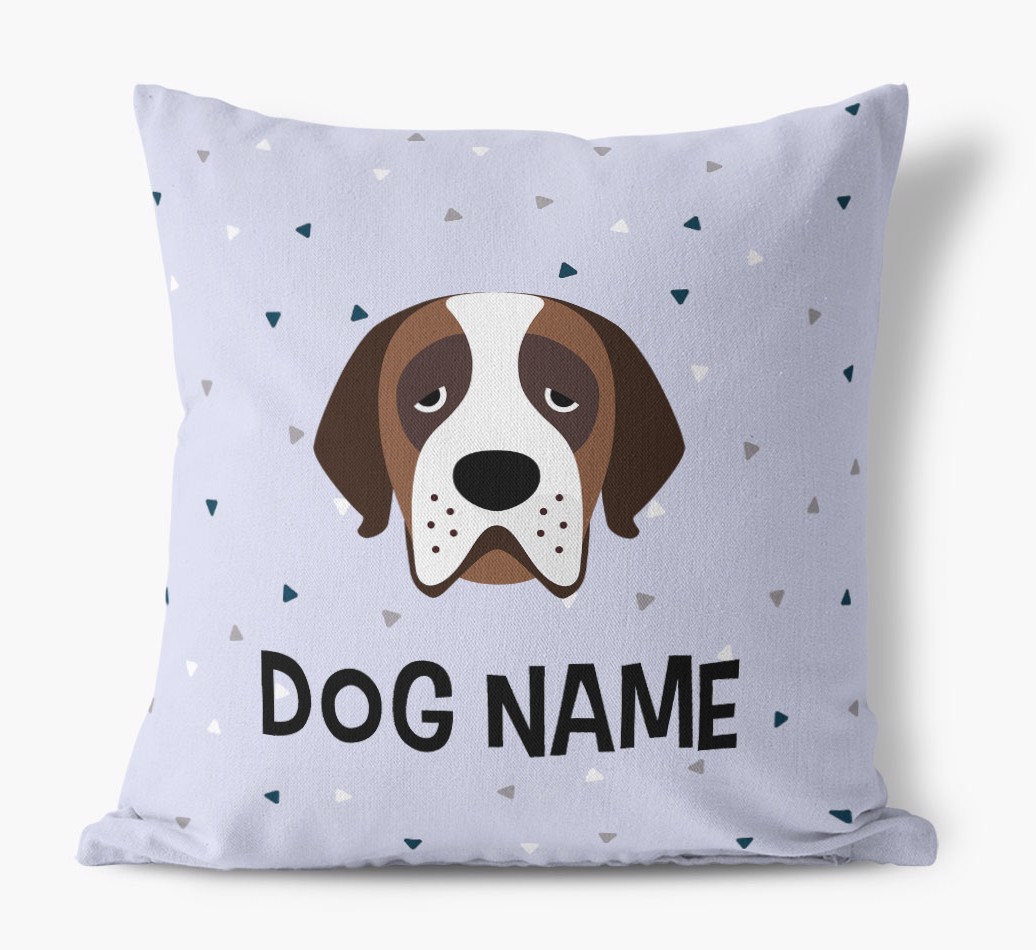 Triangle Pattern with {dogsName}'s Icon: Personalised Canvas Cushion