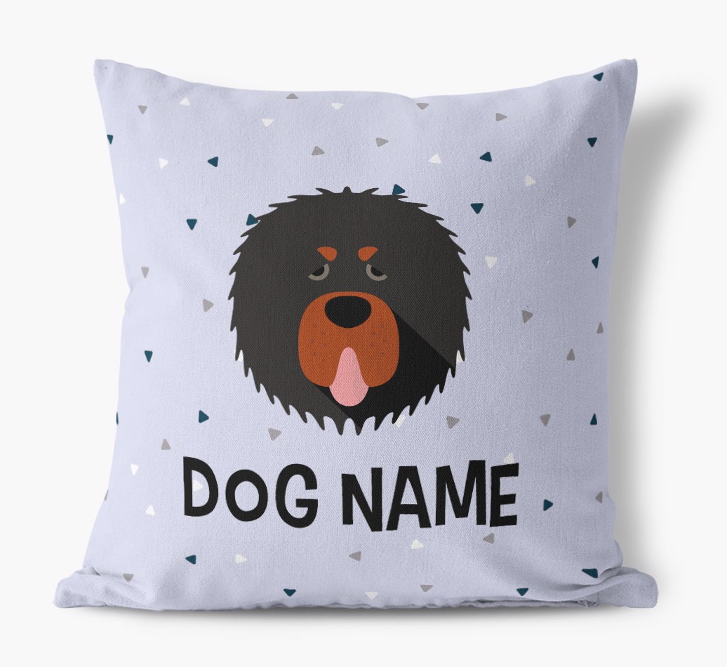 Triangle Pattern with {dogsName}'s Icon: Personalised Canvas Cushion