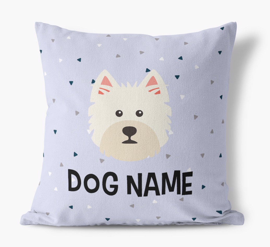 Triangle Pattern with {dogsName}'s Icon: Personalised Canvas Cushion