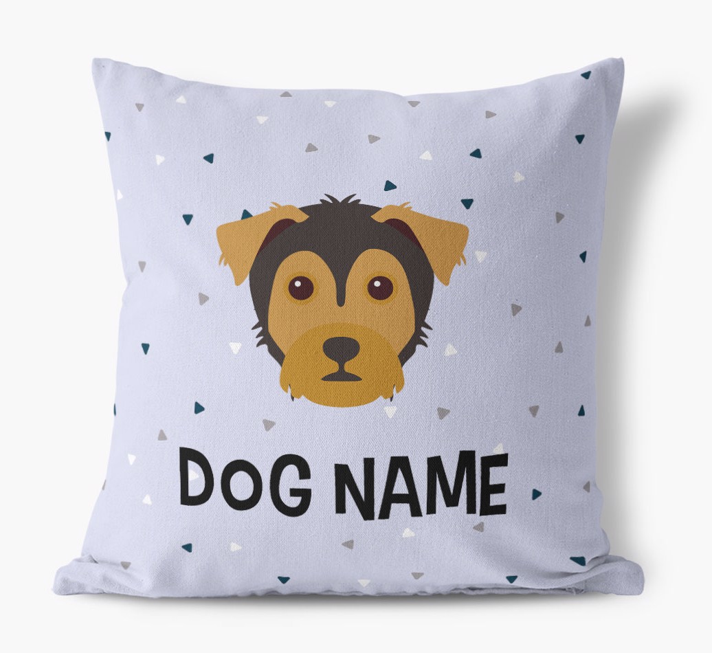 Triangle Pattern with {dogsName}'s Icon: Personalised Canvas Cushion
