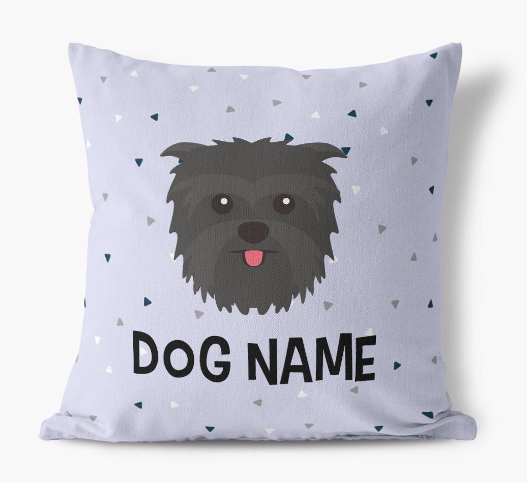 Triangle Pattern with {dogsName}'s Icon: Personalized Canvas Pillow