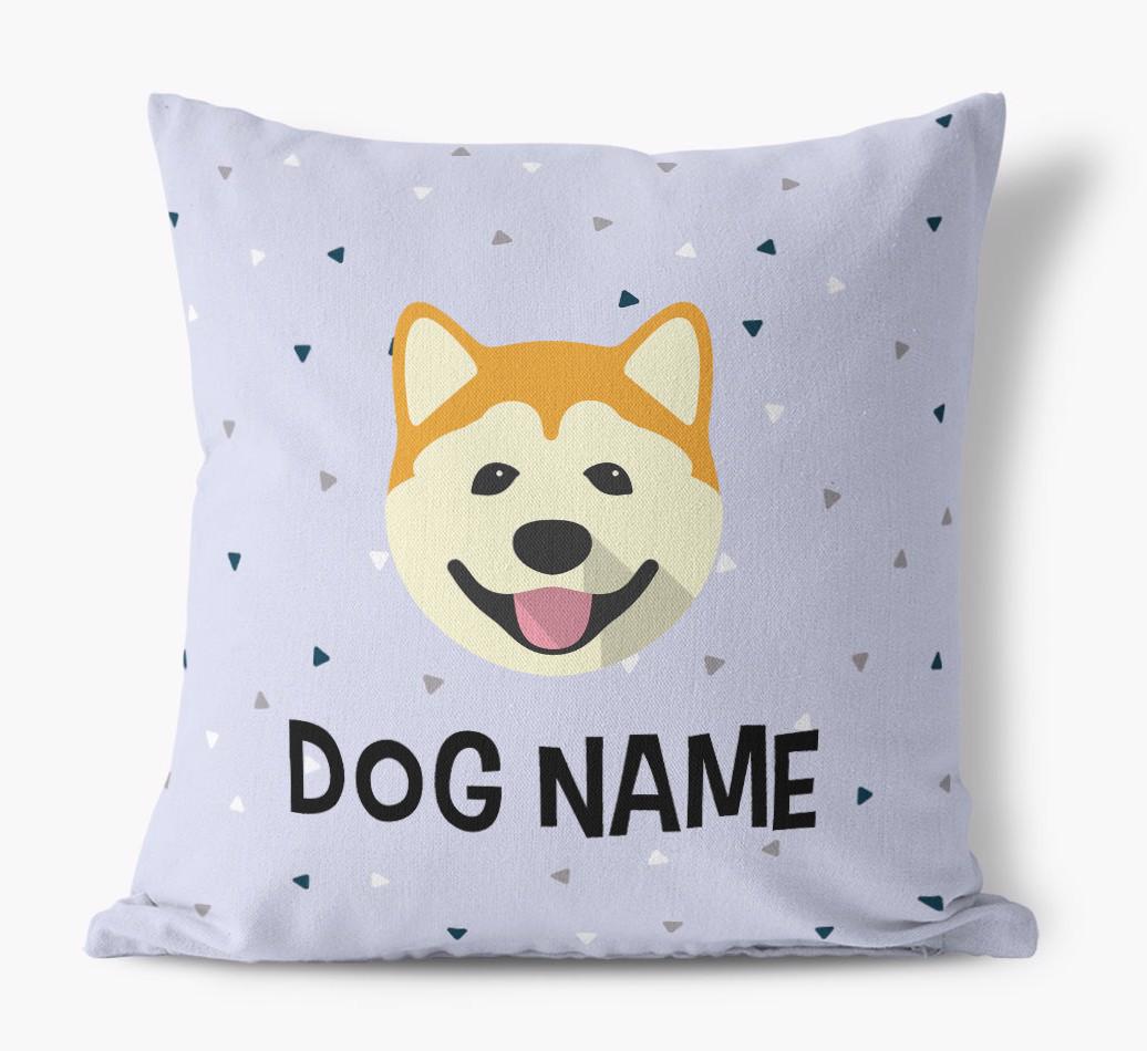 Triangle Pattern with {dogsName}'s Icon: Personalized Canvas Pillow
