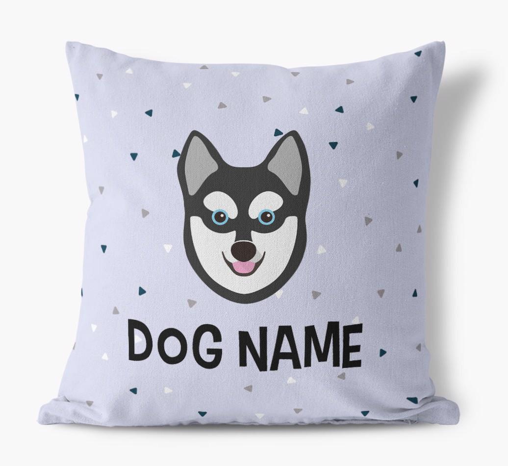 Triangle Pattern with {dogsName}'s Icon: Personalized Canvas Pillow