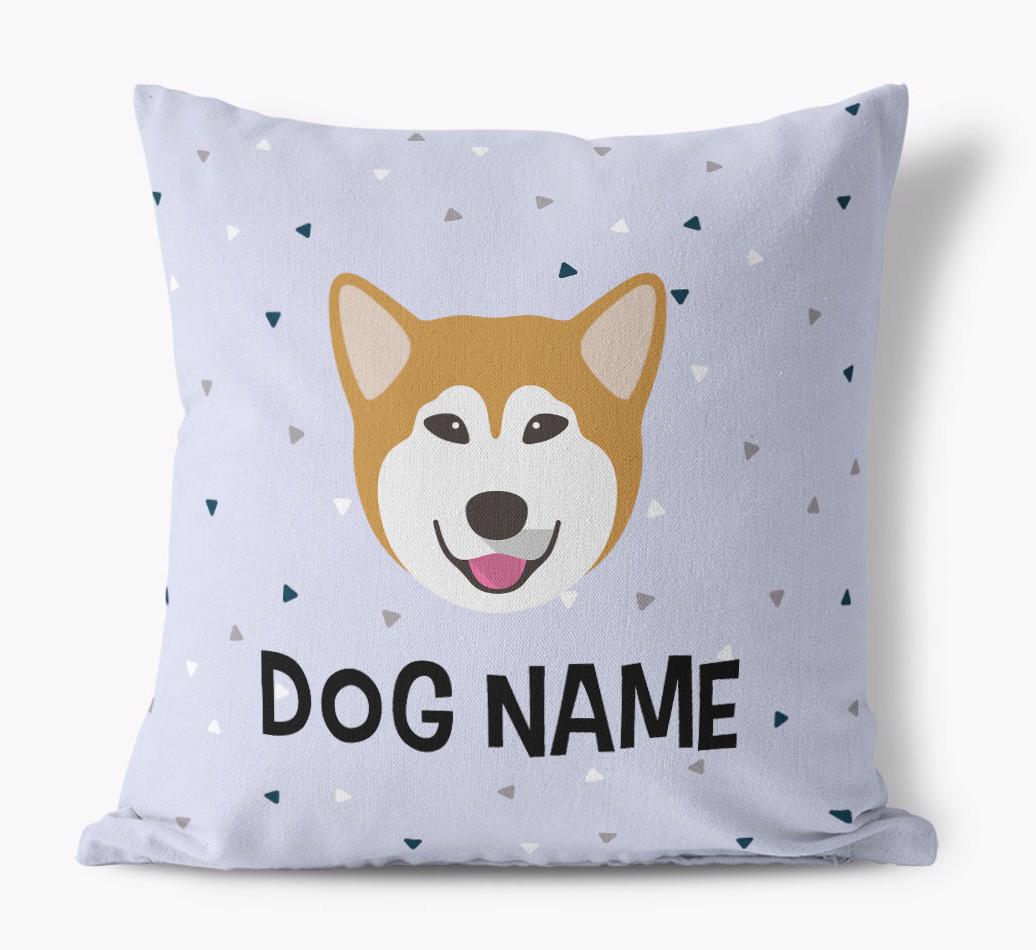 Triangle Pattern with {dogsName}'s Icon: Personalized Canvas Pillow