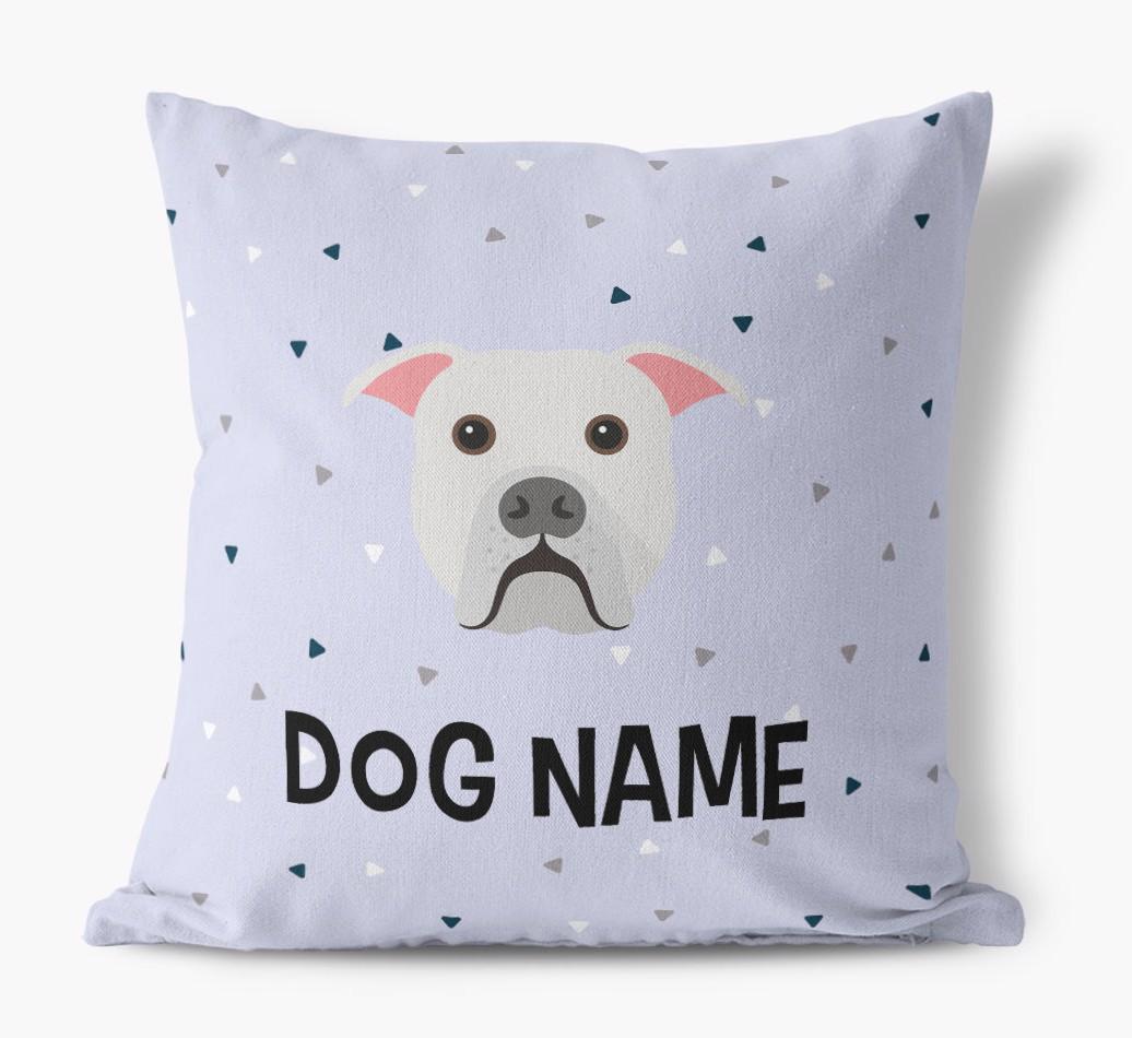 Triangle Pattern with {dogsName}'s Icon: Personalized Canvas Pillow