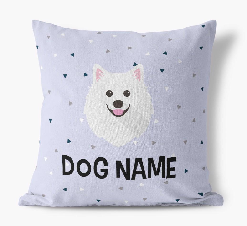 Triangle Pattern with {dogsName}'s Icon: Personalized Canvas Pillow