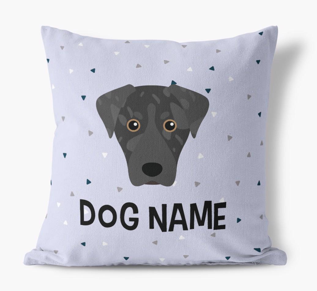 Triangle Pattern with {dogsName}'s Icon: Personalized Canvas Pillow