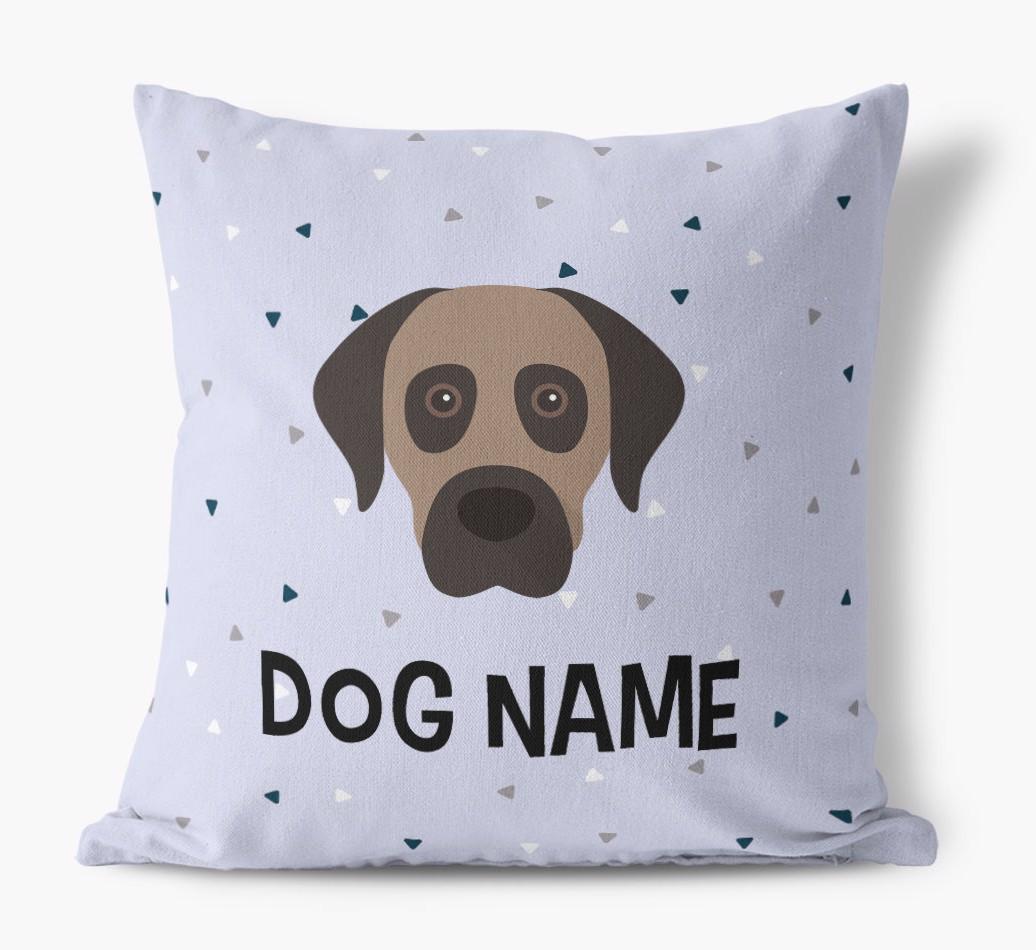 Triangle Pattern with {dogsName}'s Icon: Personalized Canvas Pillow