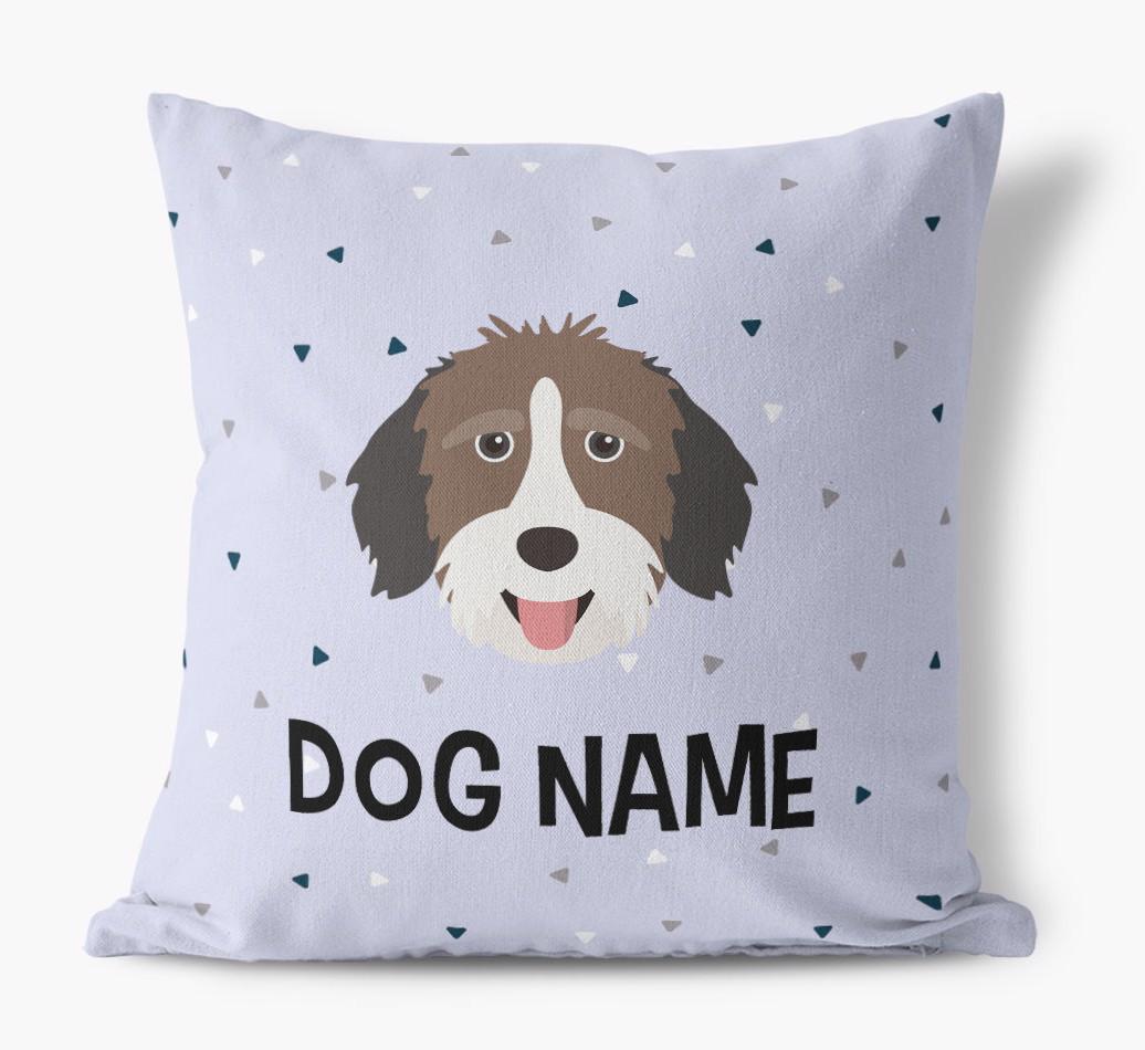 Triangle Pattern with {dogsName}'s Icon: Personalized Canvas Pillow