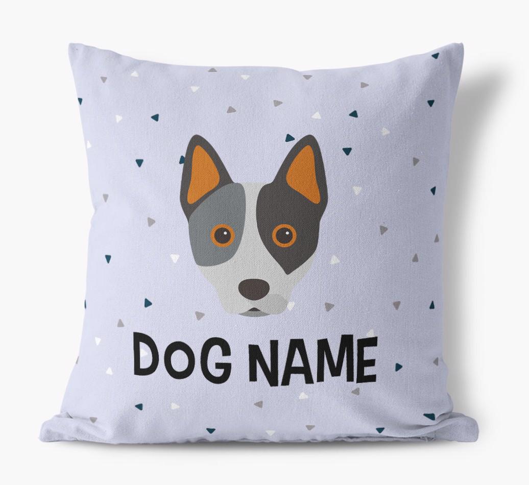 Triangle Pattern with {dogsName}'s Icon: Personalized Canvas Pillow