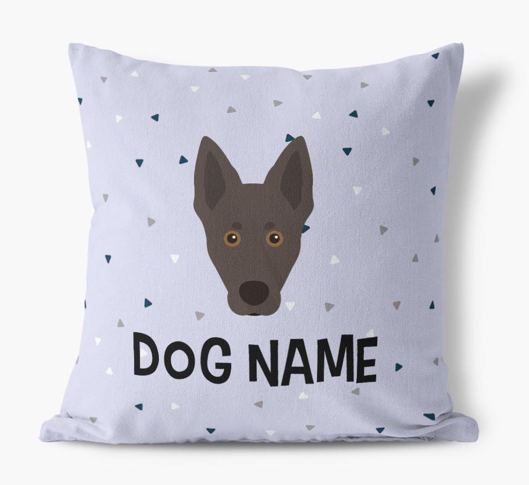 Triangle Pattern with {dogsName}'s Icon: Personalized Canvas Pillow