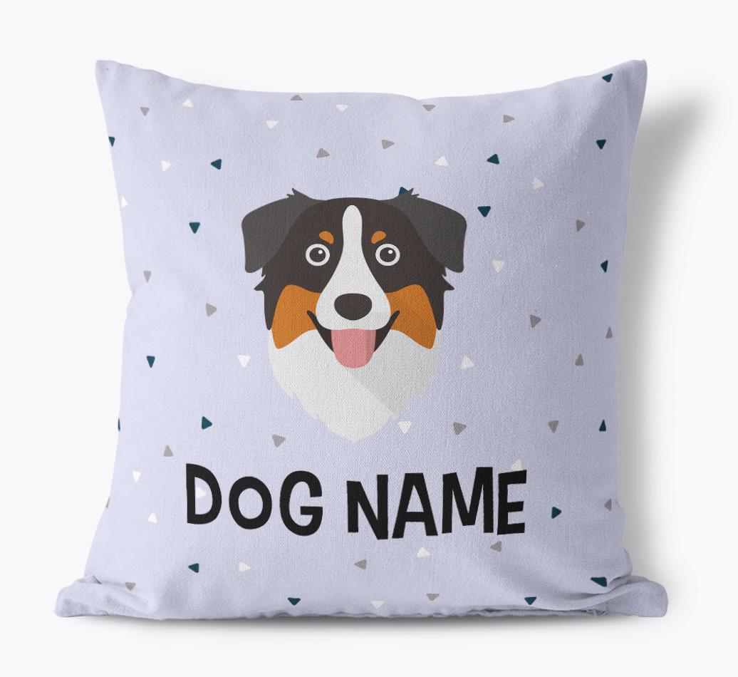 Triangle Pattern with {dogsName}'s Icon: Personalized Canvas Pillow