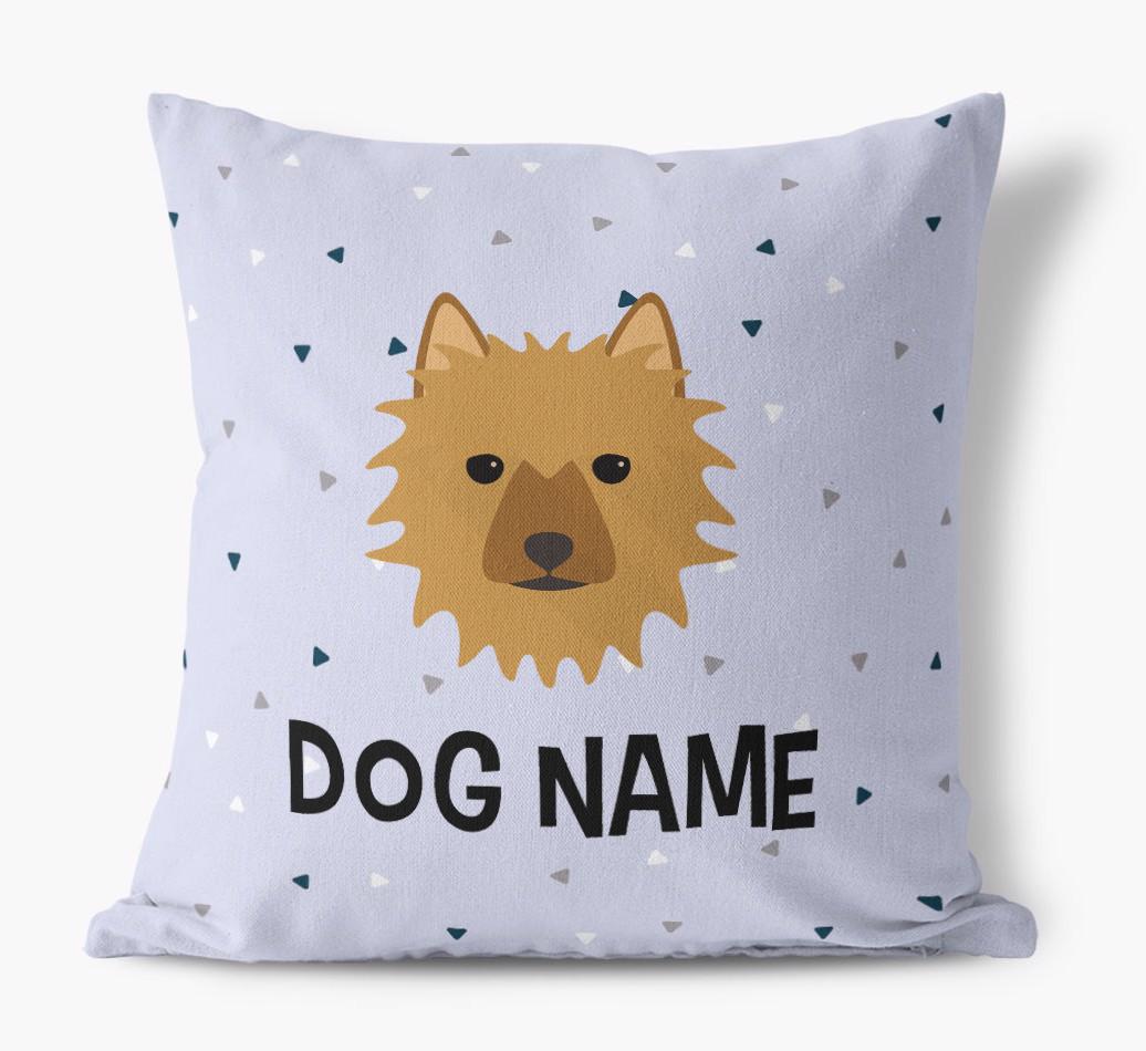 Triangle Pattern with {dogsName}'s Icon: Personalized Canvas Pillow