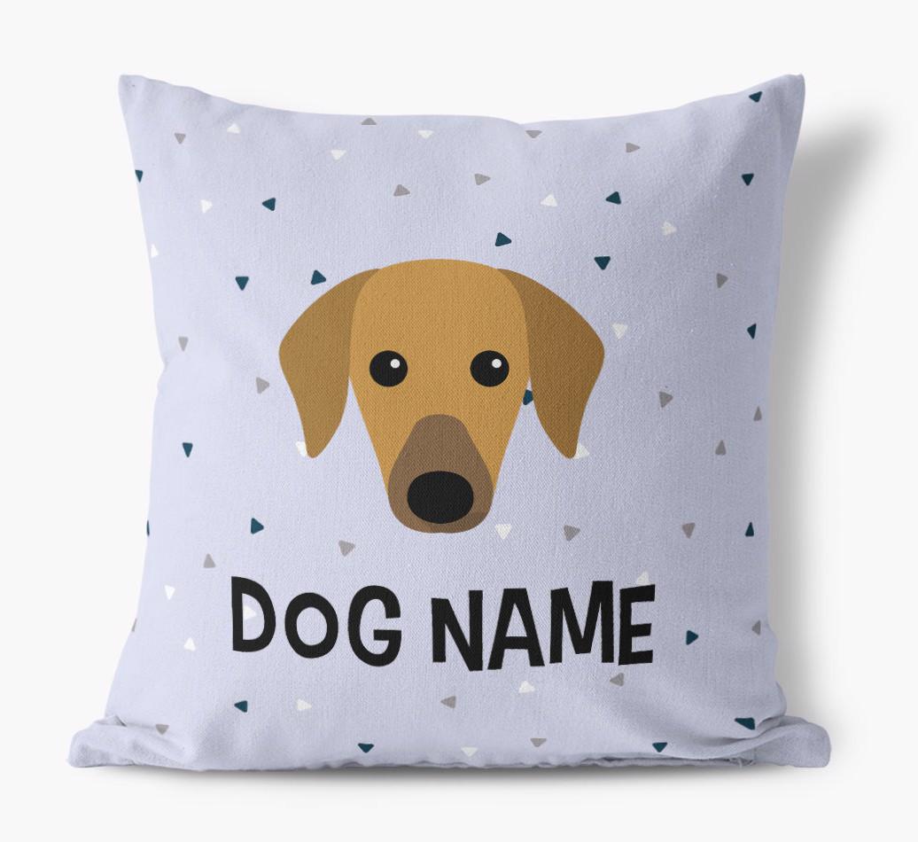 Triangle Pattern with {dogsName}'s Icon: Personalized Canvas Pillow