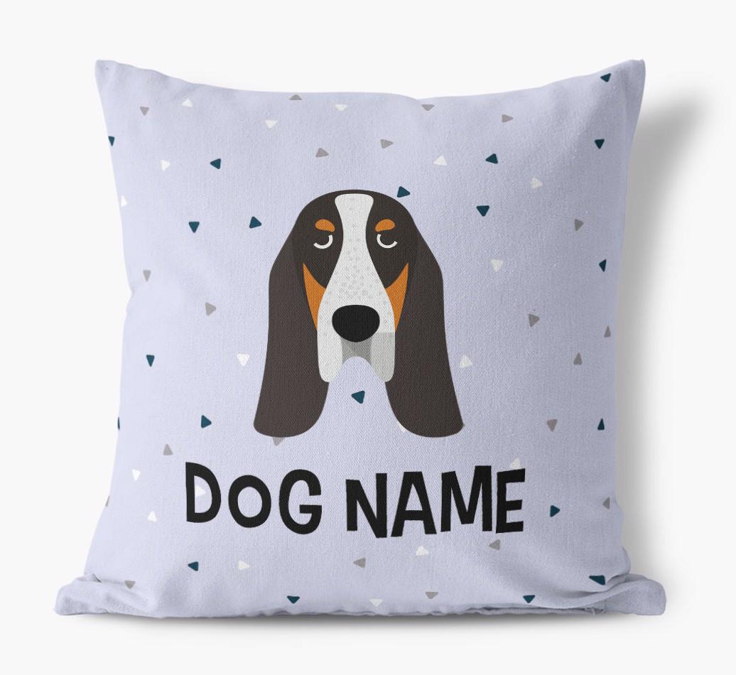 Triangle Pattern with {dogsName}'s Icon: Personalized Canvas Pillow