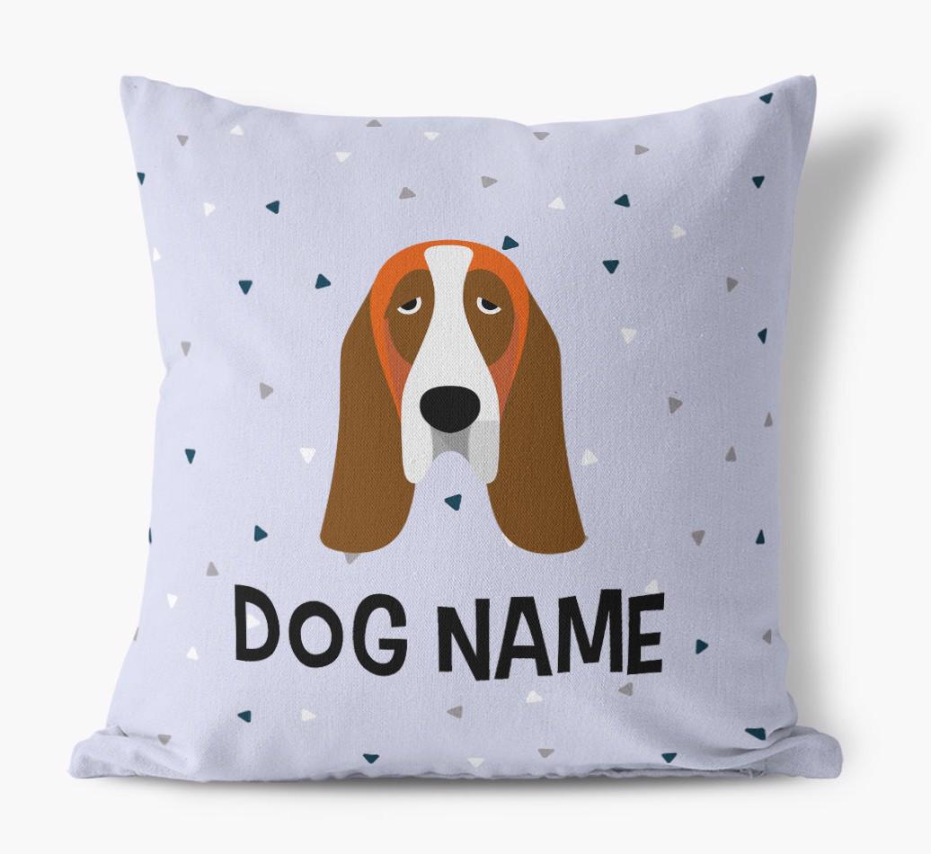 Triangle Pattern with {dogsName}'s Icon: Personalized Canvas Pillow