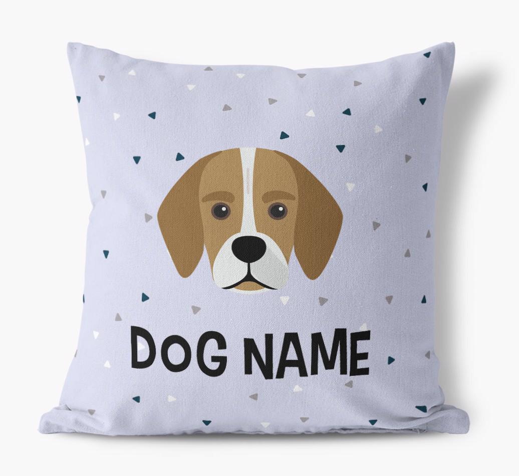 Triangle Pattern with {dogsName}'s Icon: Personalized Canvas Pillow
