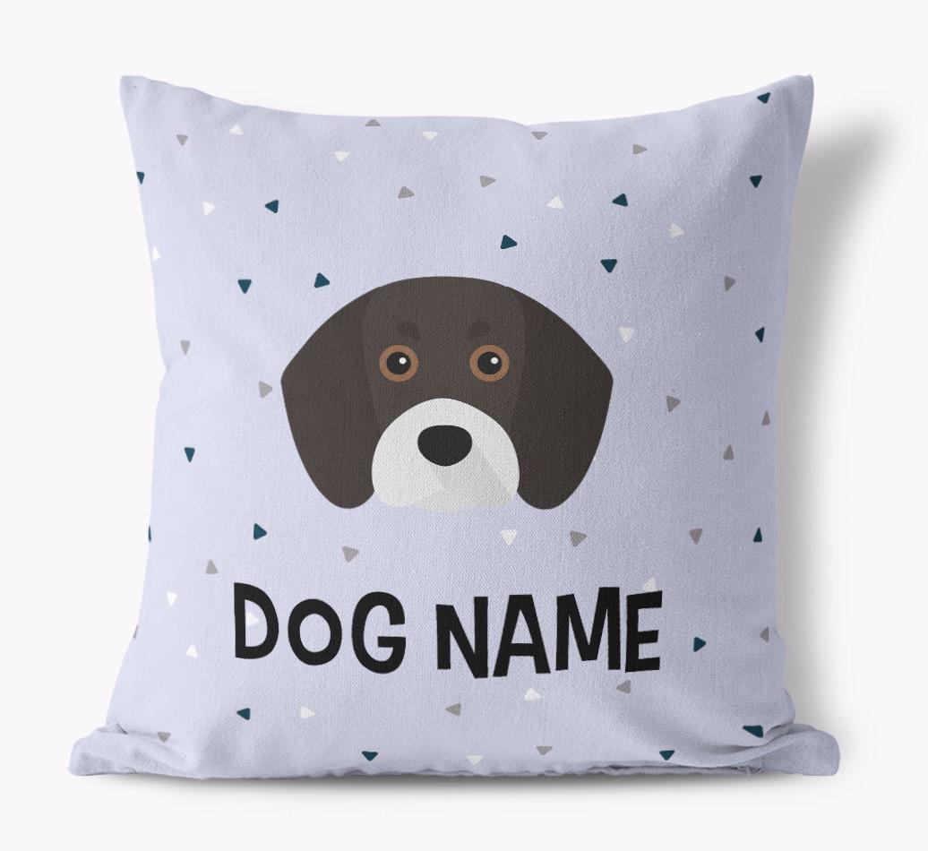 Triangle Pattern with {dogsName}'s Icon: Personalized Canvas Pillow