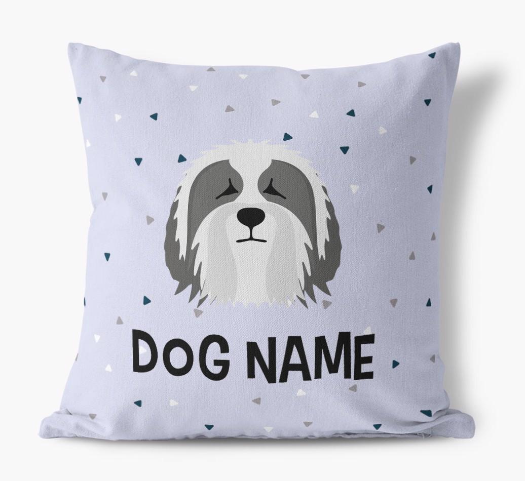 Triangle Pattern with {dogsName}'s Icon: Personalized Canvas Pillow