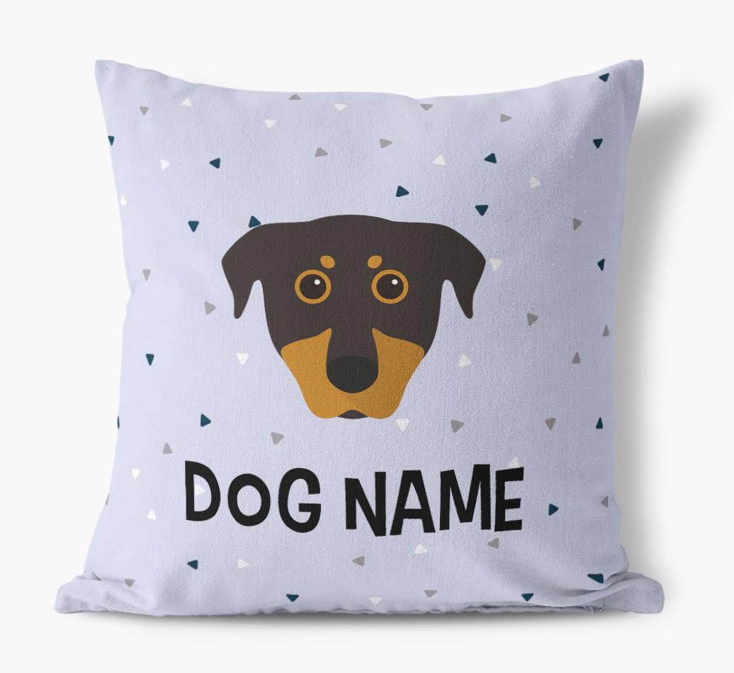 Triangle Pattern with {dogsName}'s Icon: Personalized Canvas Pillow