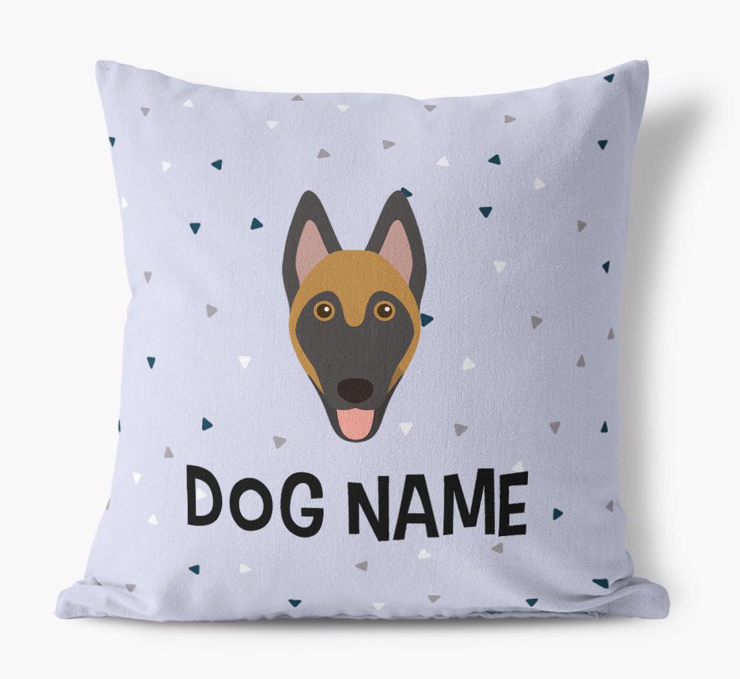 Triangle Pattern with {dogsName}'s Icon: Personalized Canvas Pillow