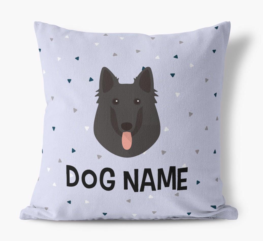 Triangle Pattern with {dogsName}'s Icon: Personalized Canvas Pillow