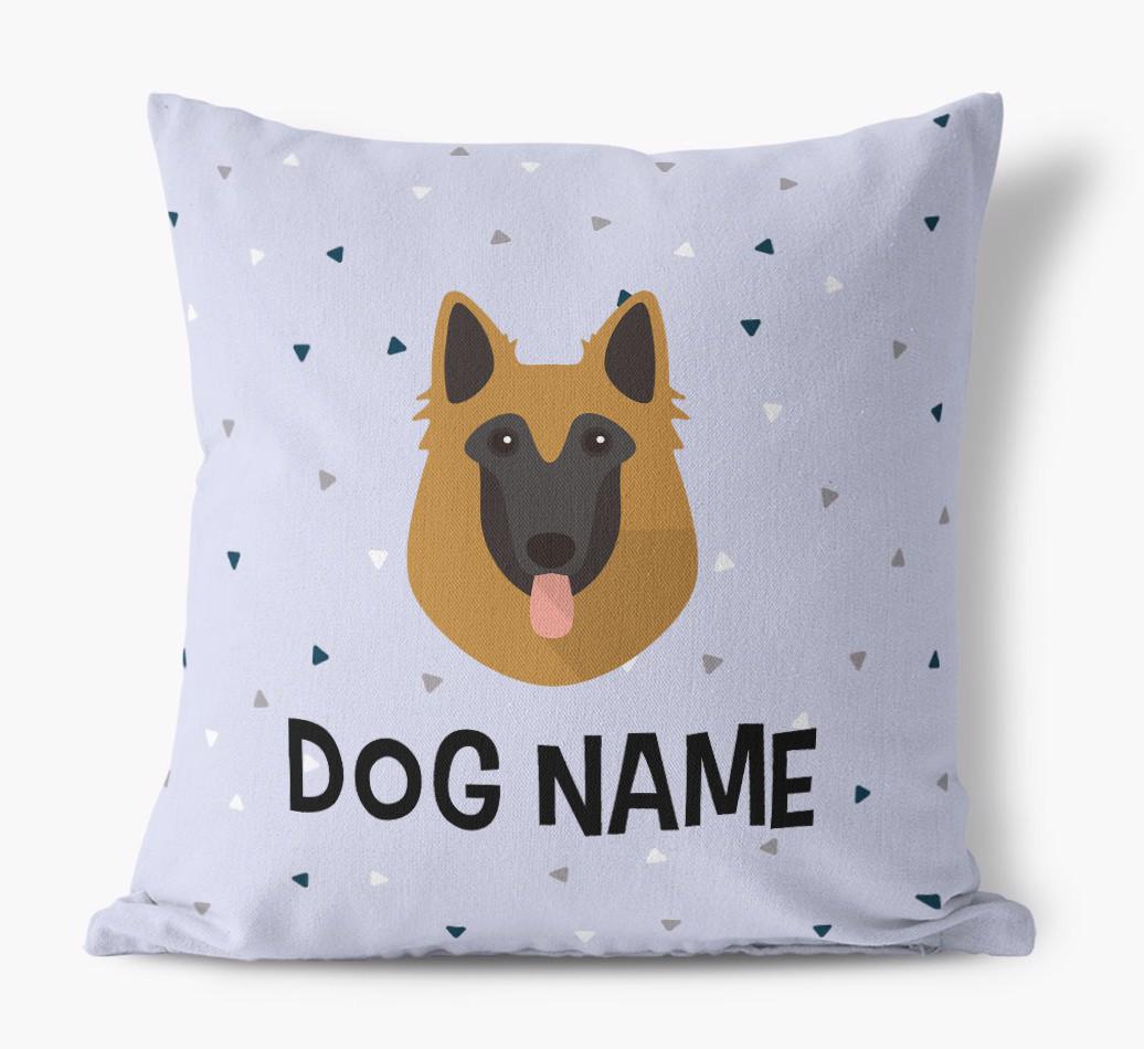 Triangle Pattern with {dogsName}'s Icon: Personalized Canvas Pillow