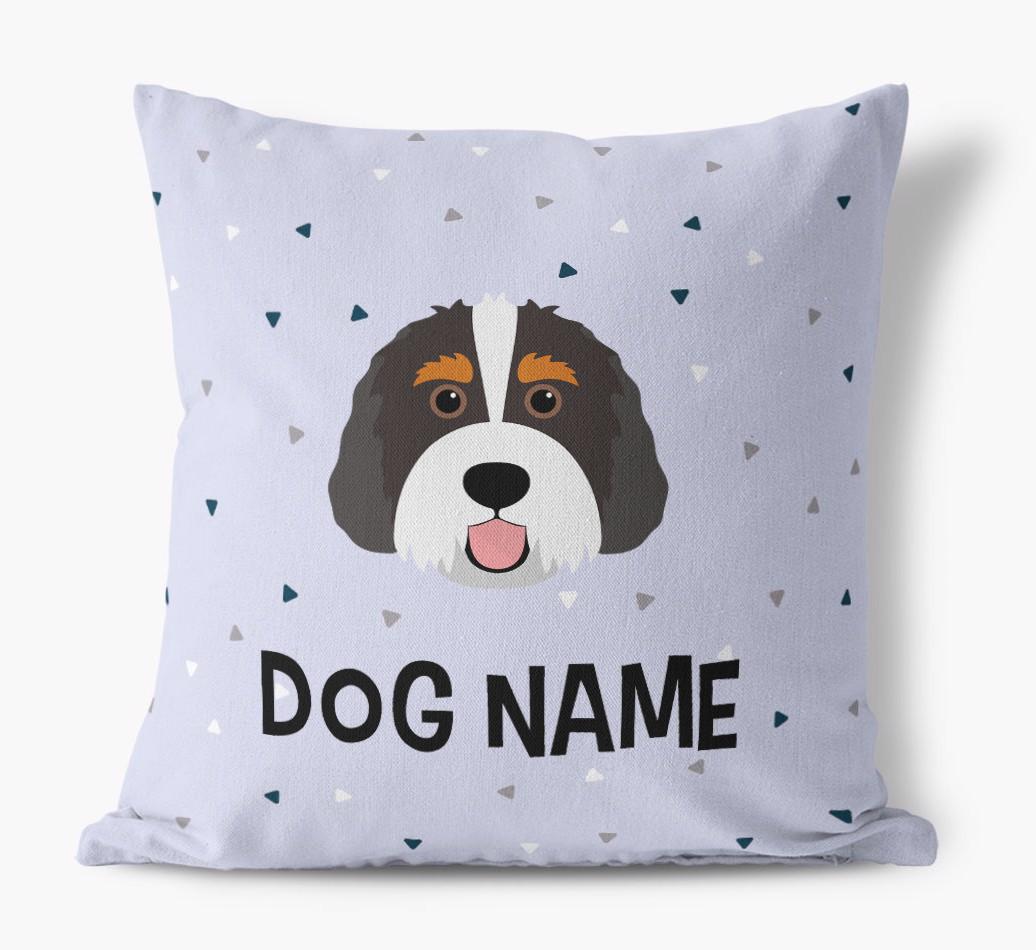 Triangle Pattern with {dogsName}'s Icon: Personalized Canvas Pillow