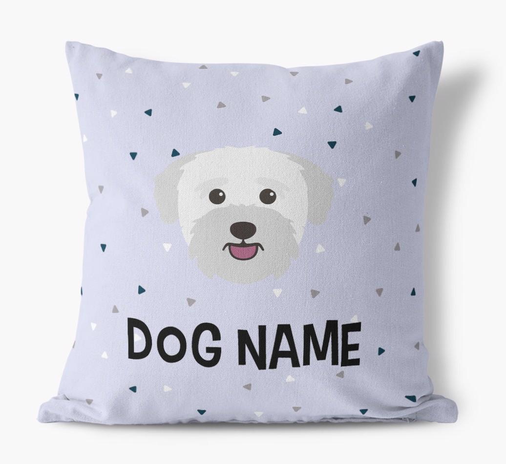 Triangle Pattern with {dogsName}'s Icon: Personalized Canvas Pillow