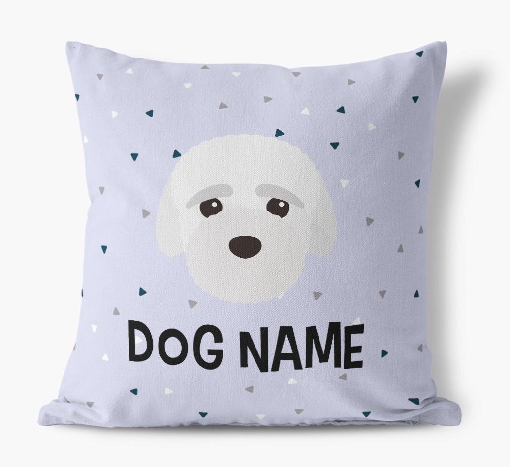 Triangle Pattern with {dogsName}'s Icon: Personalized Canvas Pillow