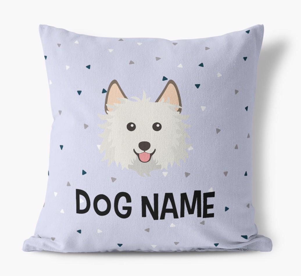 Triangle Pattern with {dogsName}'s Icon: Personalized Canvas Pillow