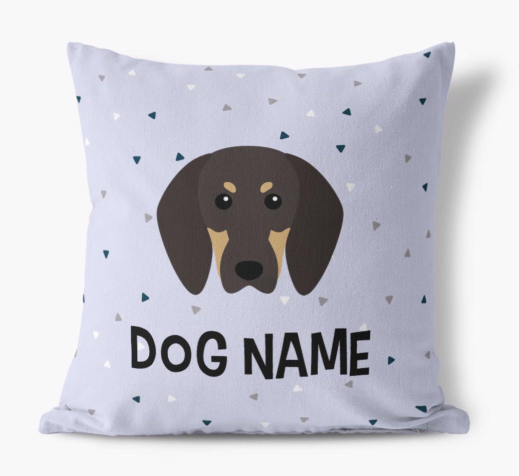 Triangle Pattern with {dogsName}'s Icon: Personalized Canvas Pillow