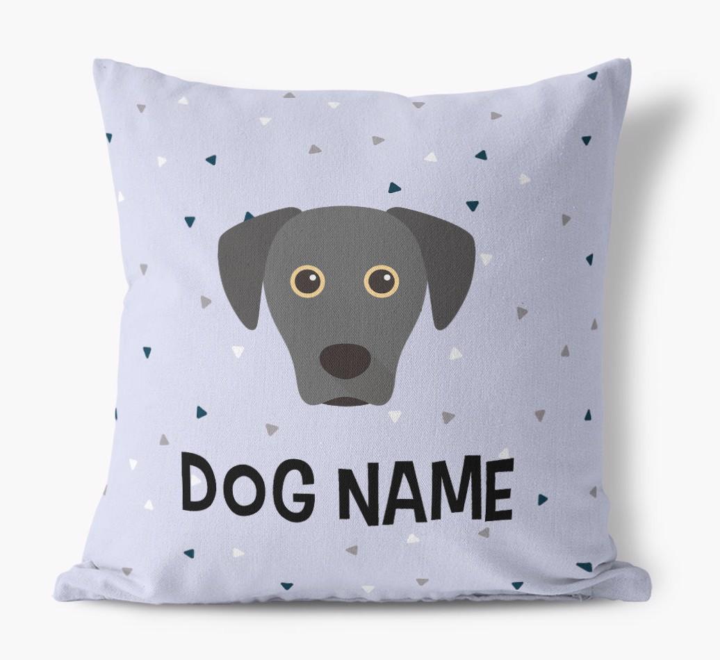 Triangle Pattern with {dogsName}'s Icon: Personalized Canvas Pillow