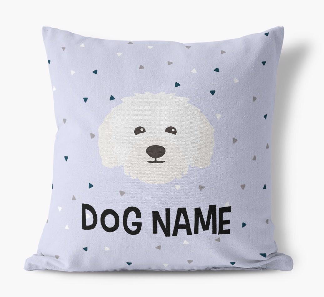 Triangle Pattern with {dogsName}'s Icon: Personalized Canvas Pillow