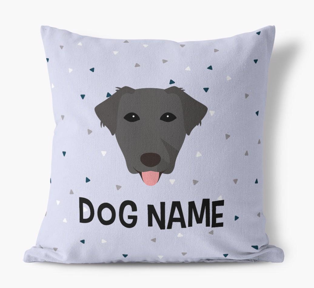Triangle Pattern with {dogsName}'s Icon: Personalized Canvas Pillow