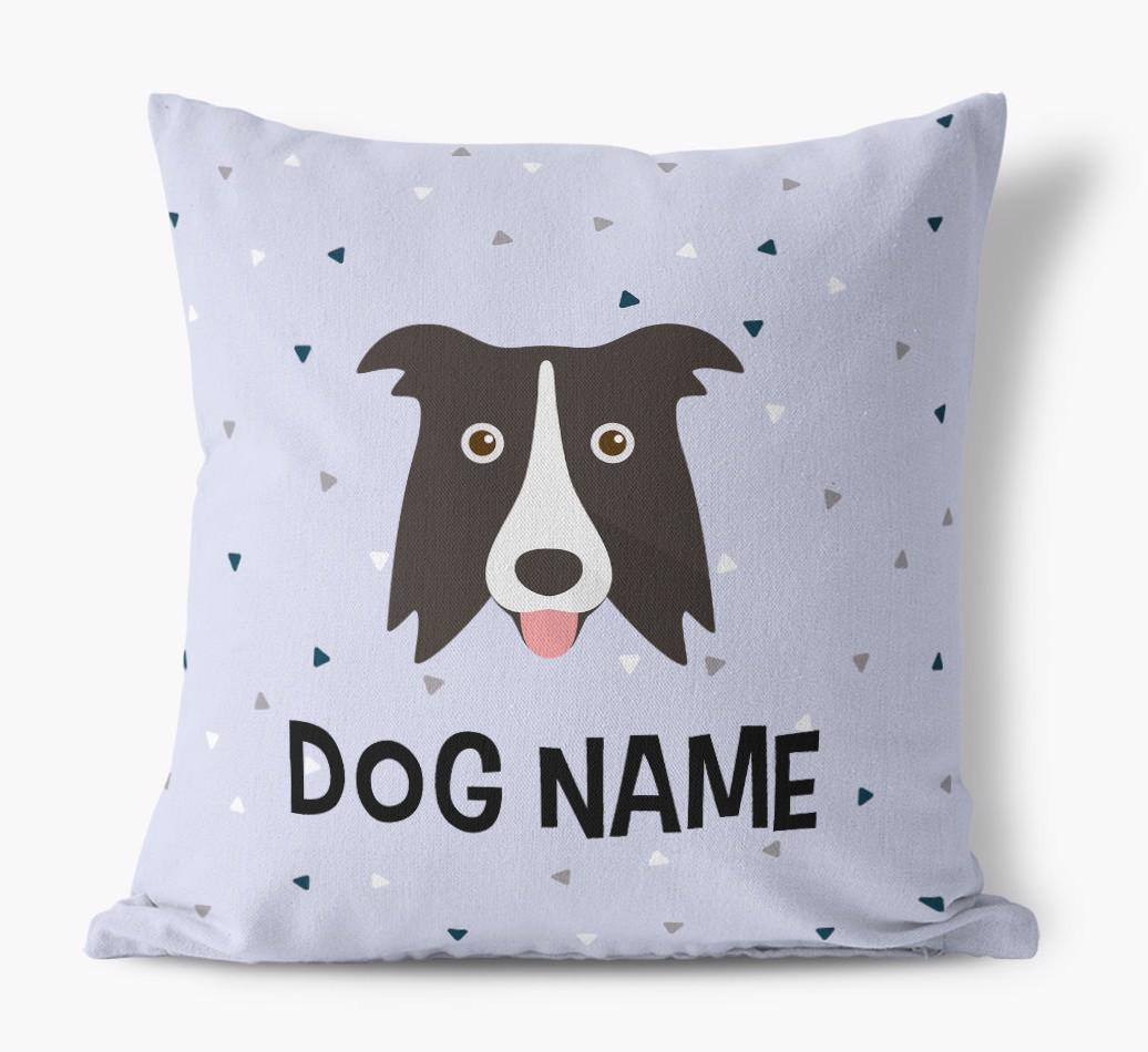 Triangle Pattern with {dogsName}'s Icon: Personalized Canvas Pillow