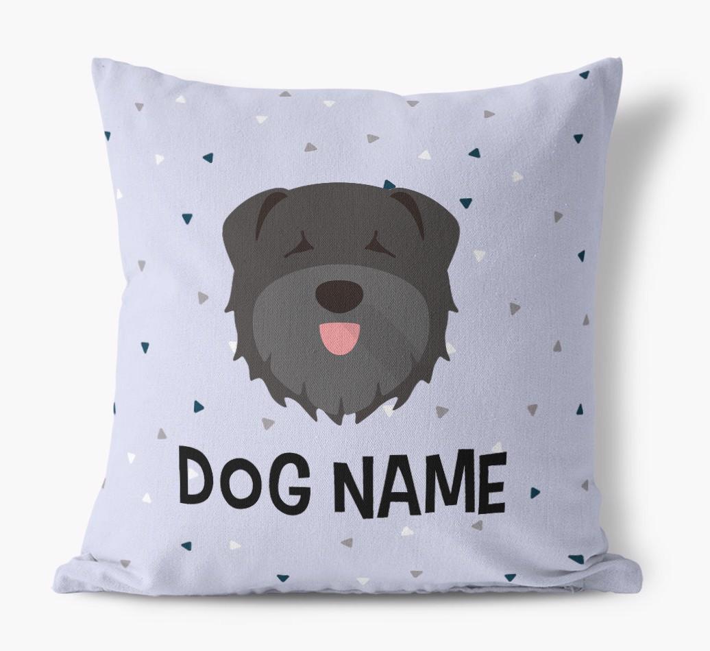 Triangle Pattern with {dogsName}'s Icon: Personalized Canvas Pillow