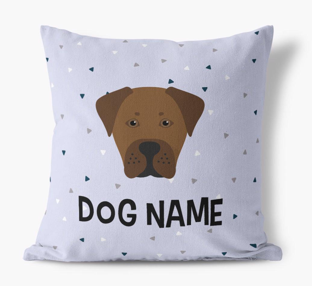 Triangle Pattern with {dogsName}'s Icon: Personalized Canvas Pillow