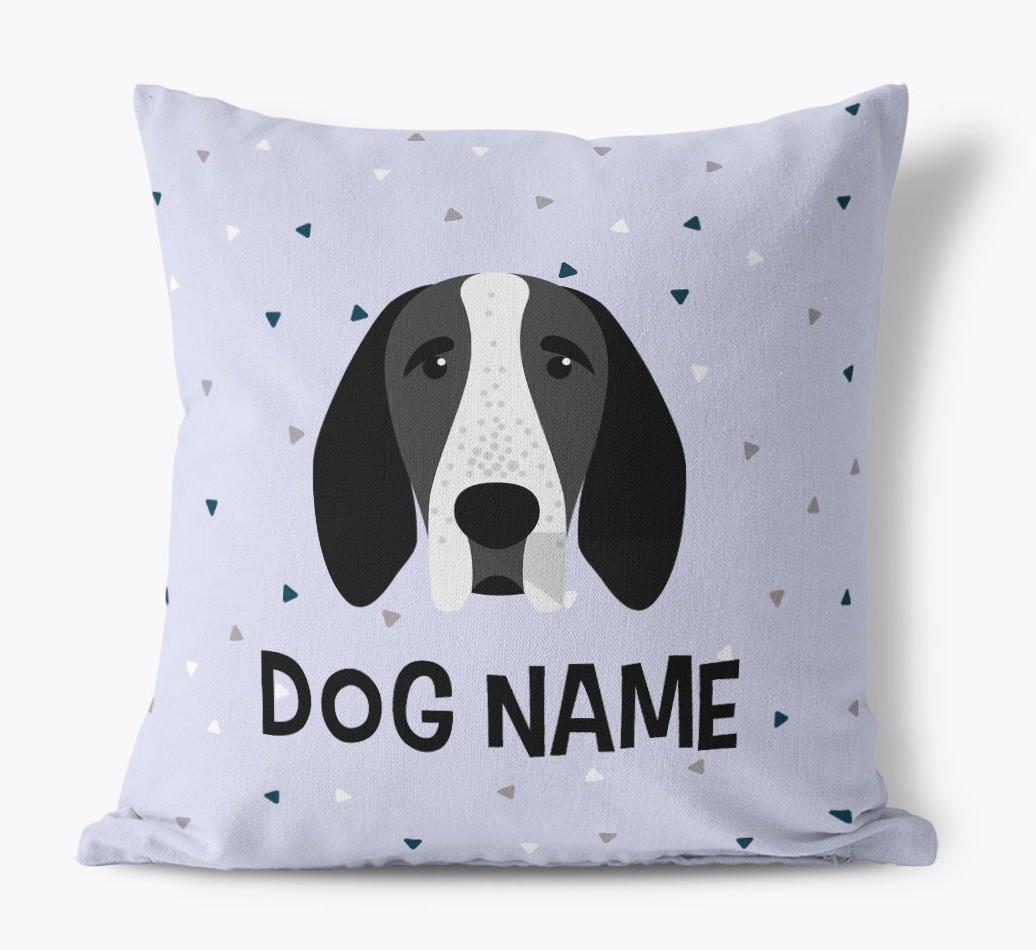 Triangle Pattern with {dogsName}'s Icon: Personalized Canvas Pillow