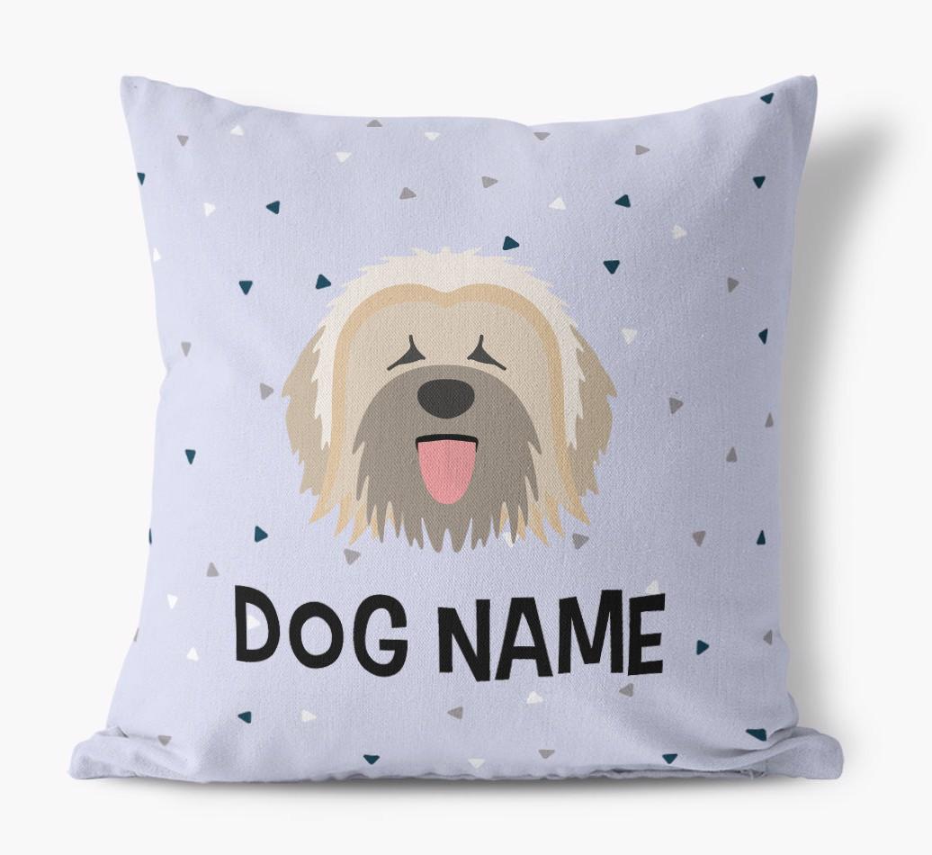 Triangle Pattern with {dogsName}'s Icon: Personalized Canvas Pillow