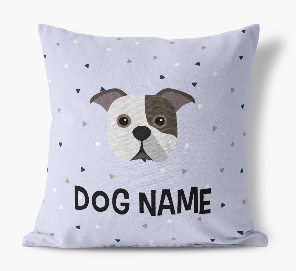 Triangle Pattern with {dogsName}'s Icon: Personalized Canvas Pillow