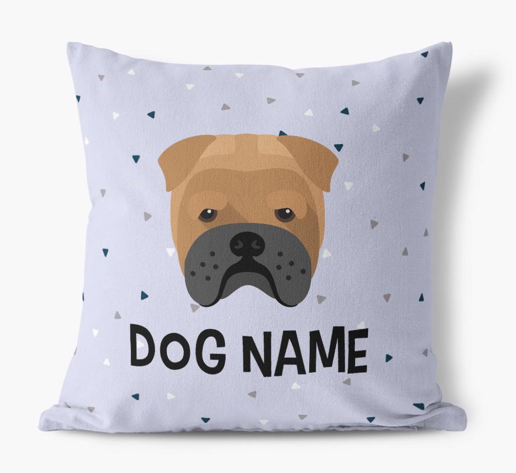 Triangle Pattern with {dogsName}'s Icon: Personalized Canvas Pillow