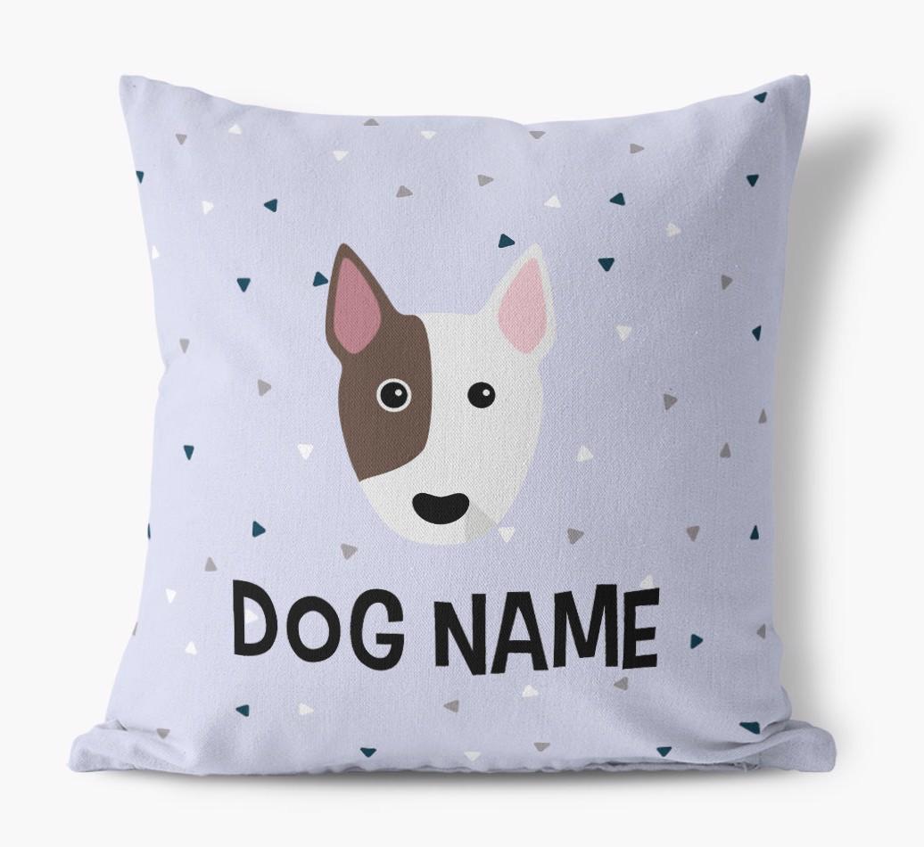 Triangle Pattern with {dogsName}'s Icon: Personalized Canvas Pillow