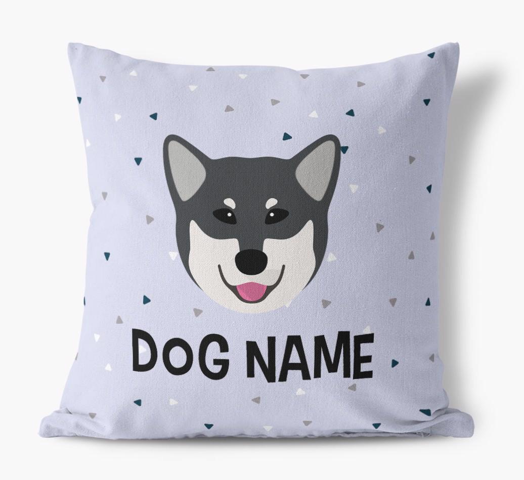 Triangle Pattern with {dogsName}'s Icon: Personalized Canvas Pillow
