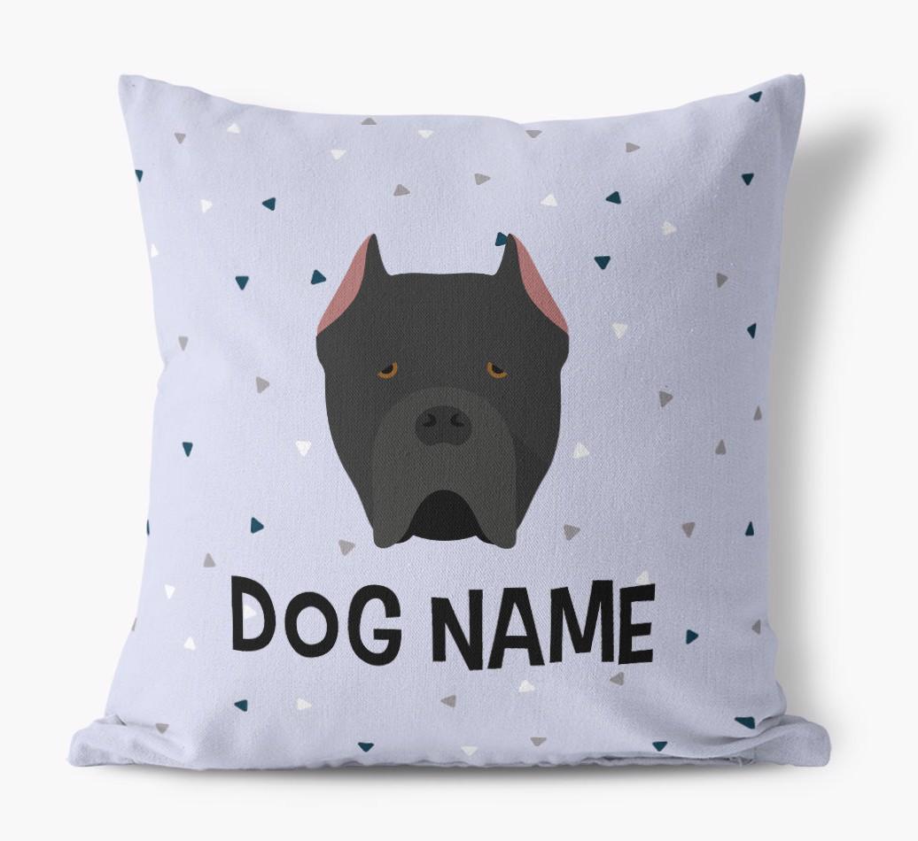 Triangle Pattern with {dogsName}'s Icon: Personalized Canvas Pillow