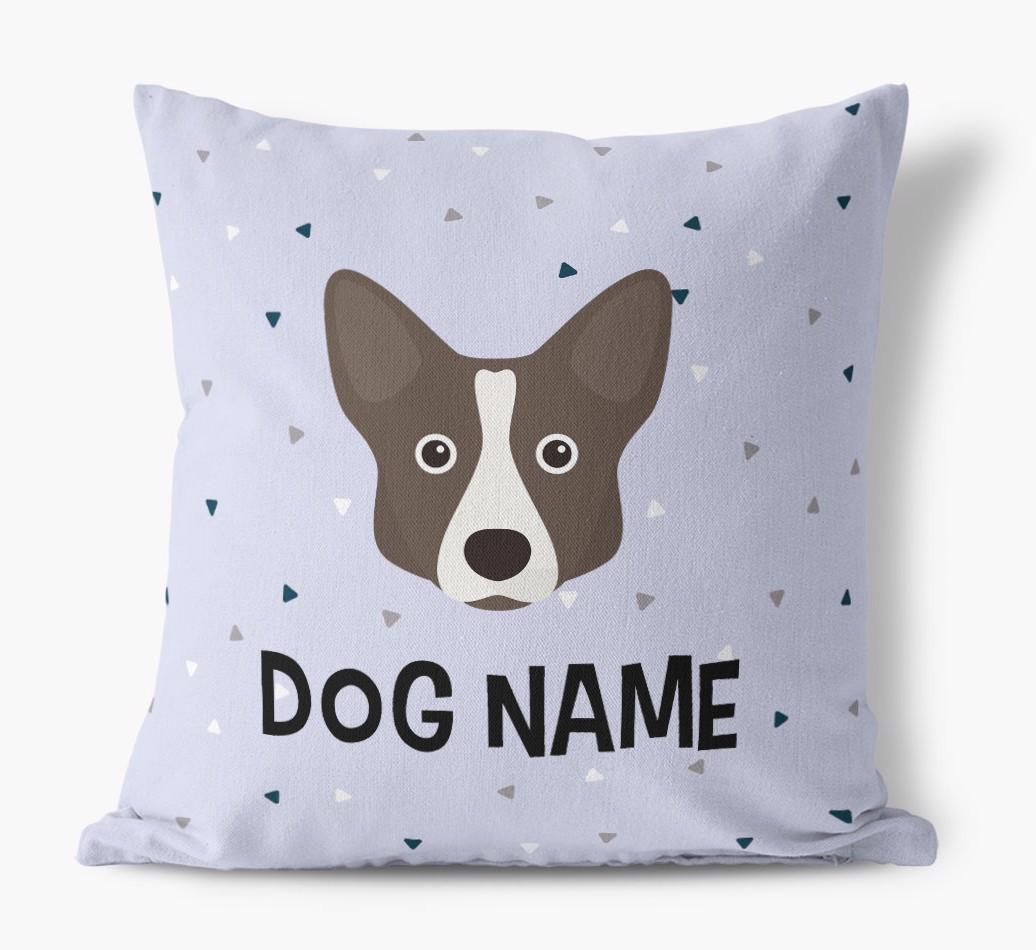 Triangle Pattern with {dogsName}'s Icon: Personalized Canvas Pillow