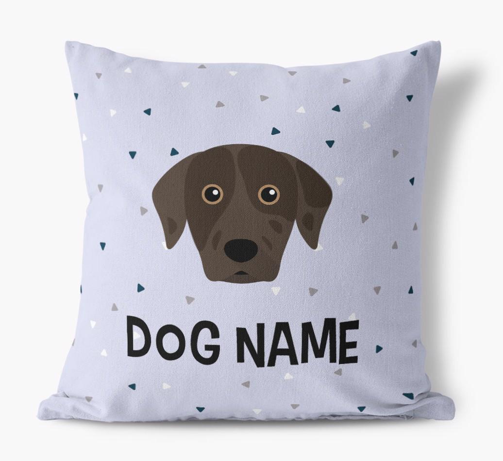 Triangle Pattern with {dogsName}'s Icon: Personalized Canvas Pillow