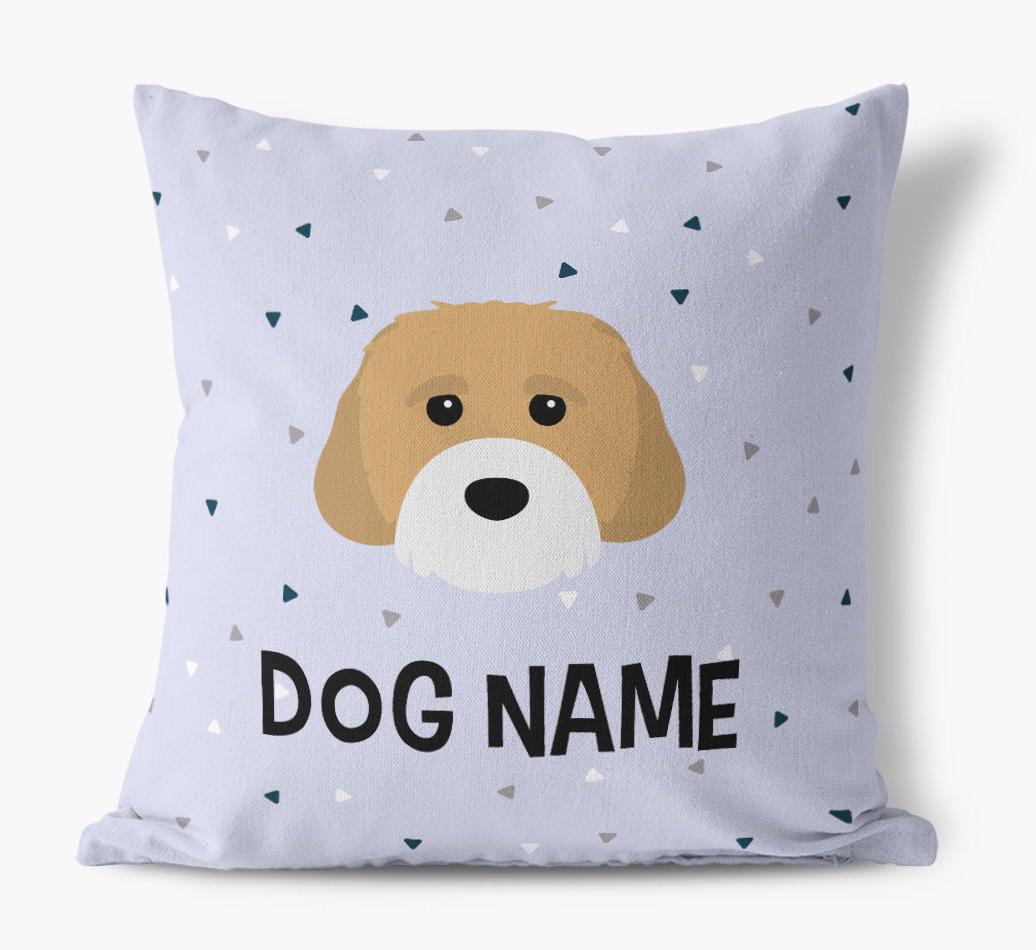 Triangle Pattern with {dogsName}'s Icon: Personalized Canvas Pillow