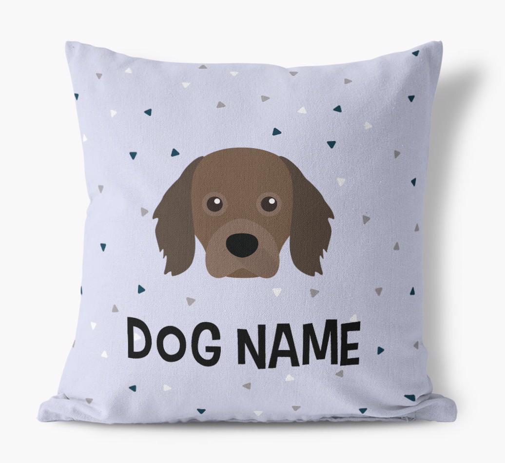 Triangle Pattern with {dogsName}'s Icon: Personalized Canvas Pillow